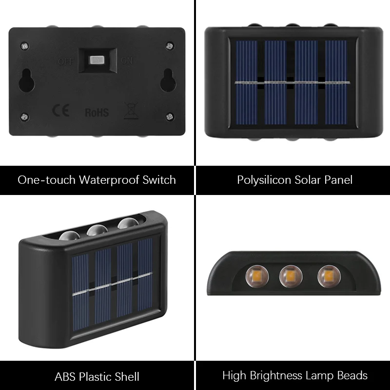 Solar LED Light Outdoor Waterproof Wall Lamp Dusk to Dawn Fence Lighting for Summer Garden Yard Porch Walkway Camping Home Dec
