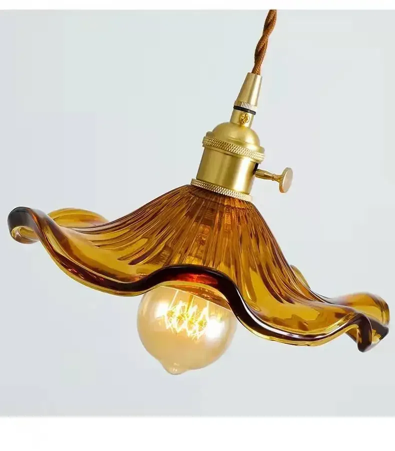 Nordic Style Simple LED Pendant Light Fixtures Bedroom Living Room Bar Colorful Glass Copper Hanging Lamp Lights
