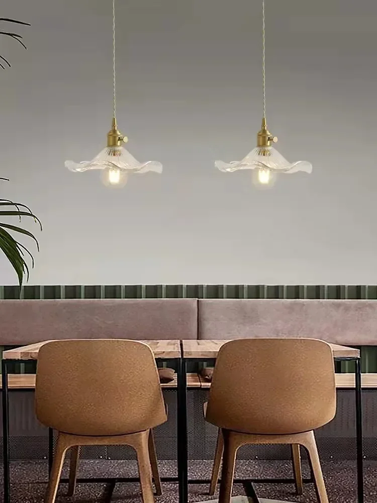 Nordic Style Simple LED Pendant Light Fixtures Bedroom Living Room Bar Colorful Glass Copper Hanging Lamp Lights