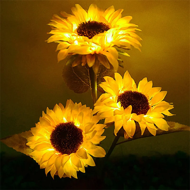 LED Solar Sunflower Outdoor Lawn Light IP65 Waterproof Pathway Yard Wedding Holiday Garden Decoration Solar Flowers Lamp