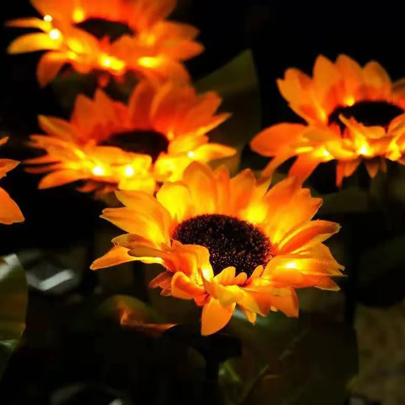 LED Solar Sunflower Outdoor Lawn Light IP65 Waterproof Pathway Yard Wedding Holiday Garden Decoration Solar Flowers Lamp
