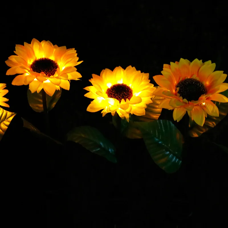 LED Solar Sunflower Outdoor Lawn Light IP65 Waterproof Pathway Yard Wedding Holiday Garden Decoration Solar Flowers Lamp
