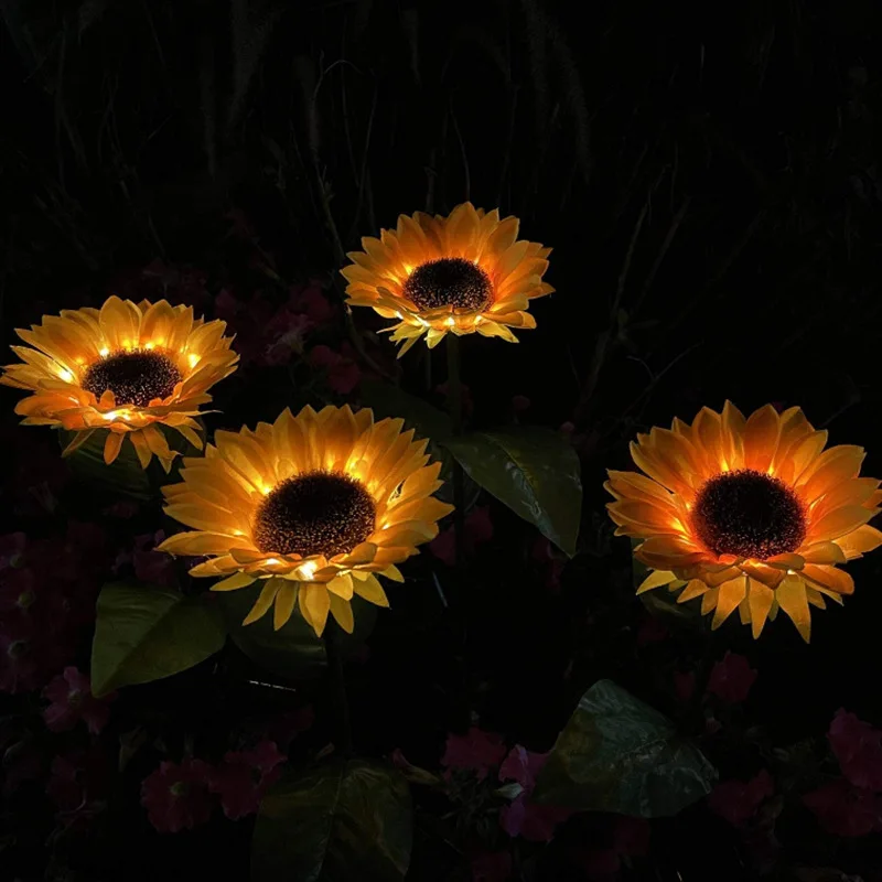 LED Solar Sunflower Outdoor Lawn Light IP65 Waterproof Pathway Yard Wedding Holiday Garden Decoration Solar Flowers Lamp