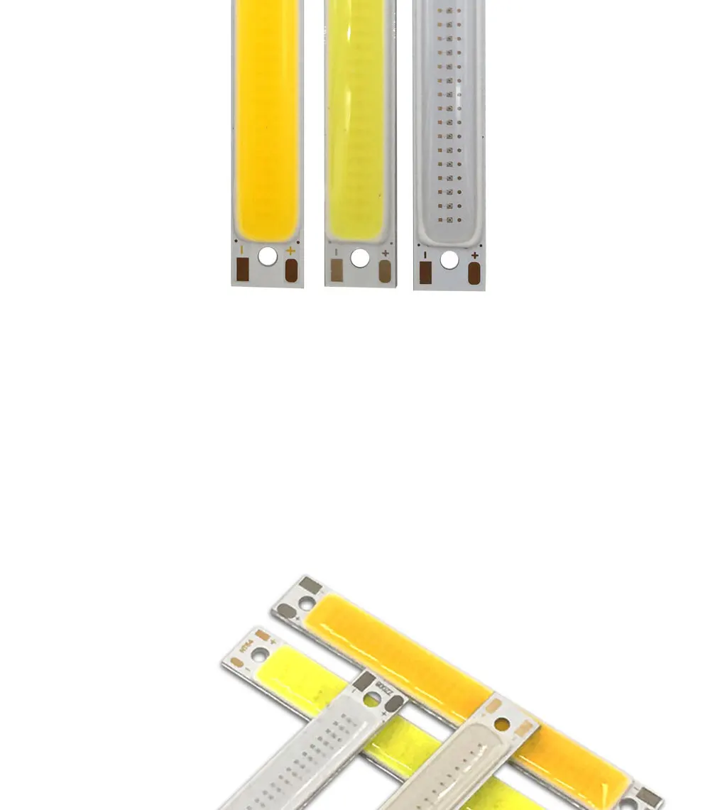10pcs 60x8mm 2V 3V LED COB Light 3.7V Chip On Board Light Bar Warm Cold White Blue Red Color 1W 3W LED Lighting Work Lamp DIY