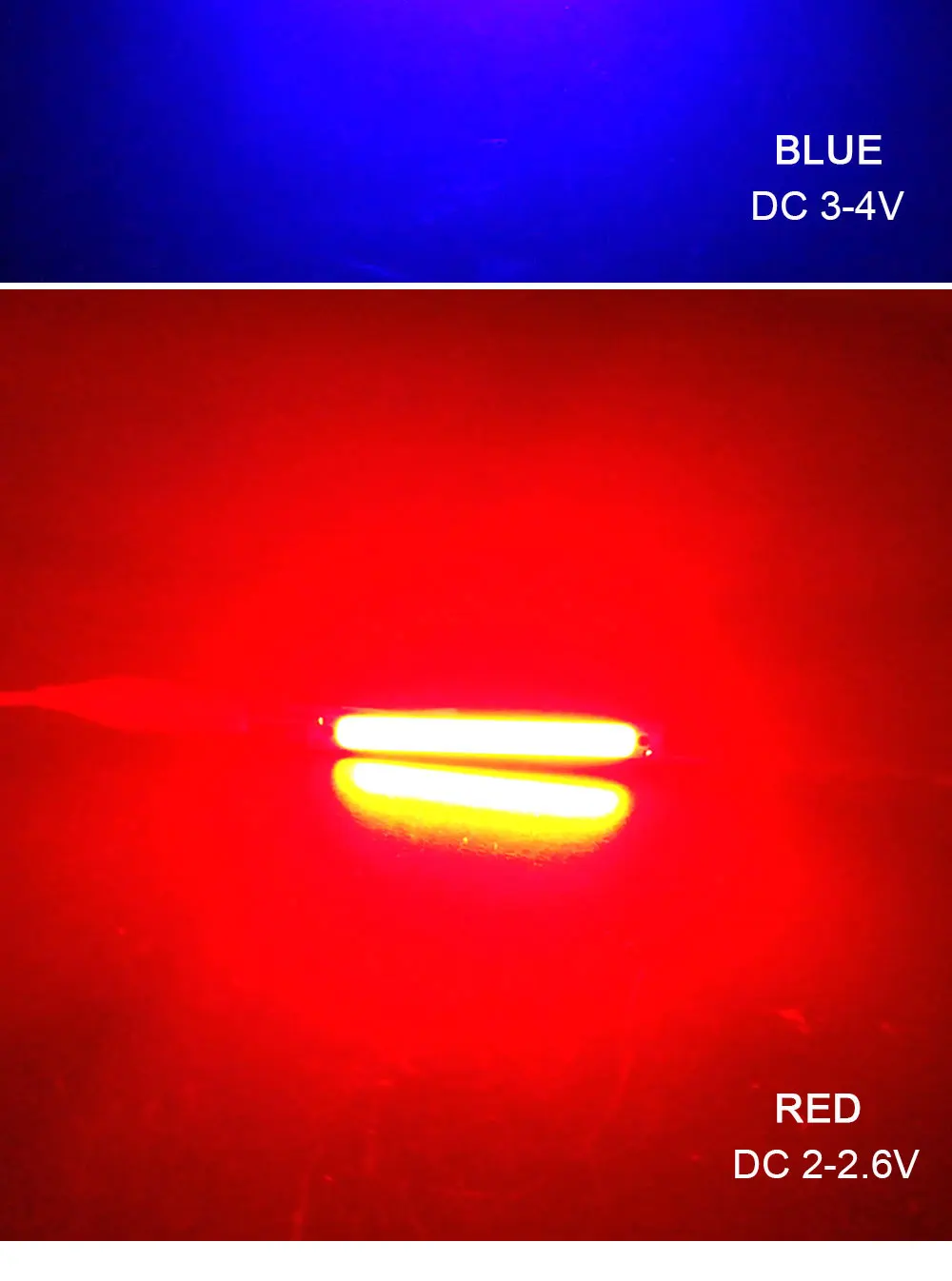 10pcs 60x8mm 2V 3V LED COB Light 3.7V Chip On Board Light Bar Warm Cold White Blue Red Color 1W 3W LED Lighting Work Lamp DIY