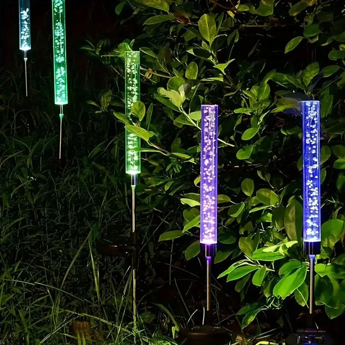 1/2pcs Solar Bubble Bar Garden Light Outdoor Color Changing Solar Landscape Path Light For Terrace Lawn And Courtyard Decor