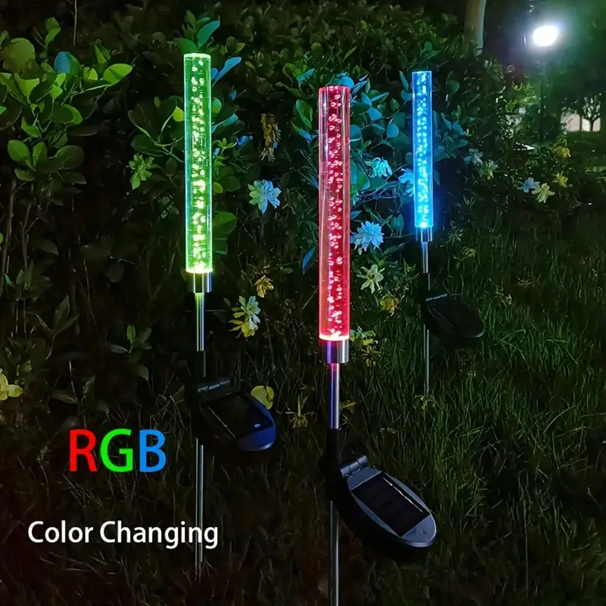 1/2pcs Solar Bubble Bar Garden Light Outdoor Color Changing Solar Landscape Path Light For Terrace Lawn And Courtyard Decor