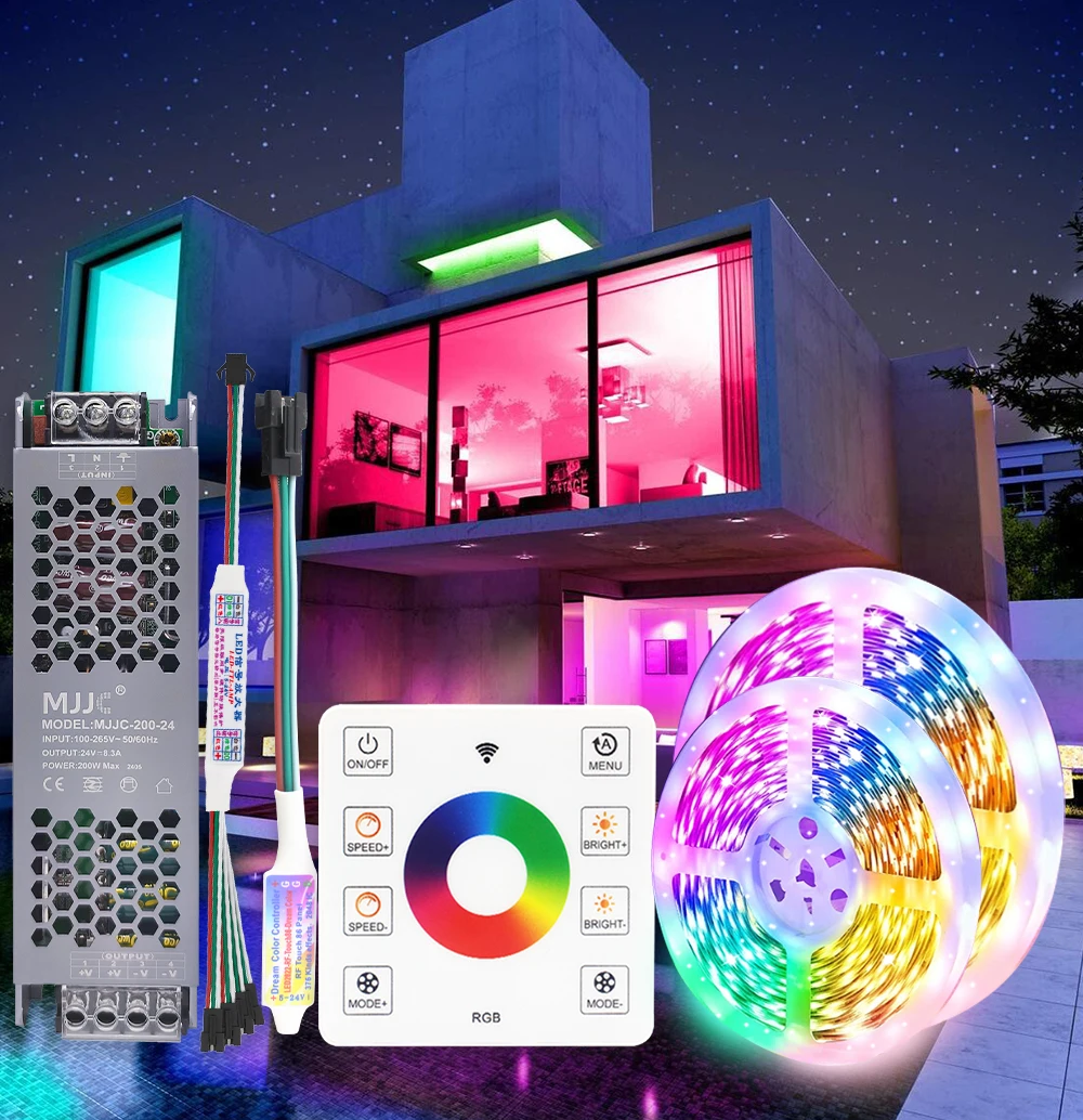 LED Strip RGBIC 5050 24V WS2811 5M 10M 15M 20M RGB IC Horse Running Water Flowing Lights Tape Diode Ribbon Room Decoration Lamp