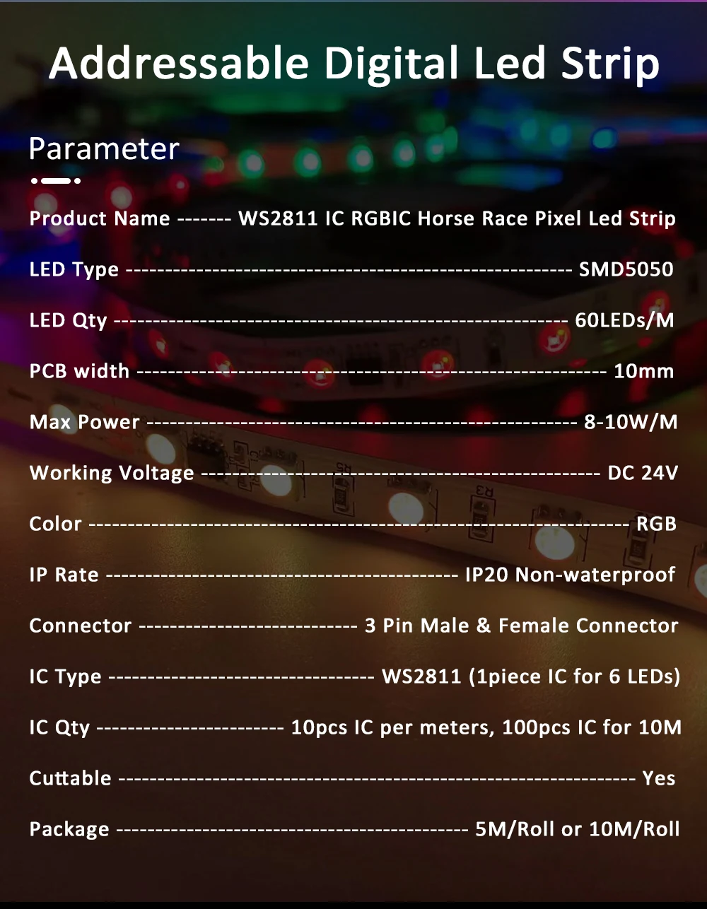 LED Strip RGBIC 5050 24V WS2811 5M 10M 15M 20M RGB IC Horse Running Water Flowing Lights Tape Diode Ribbon Room Decoration Lamp