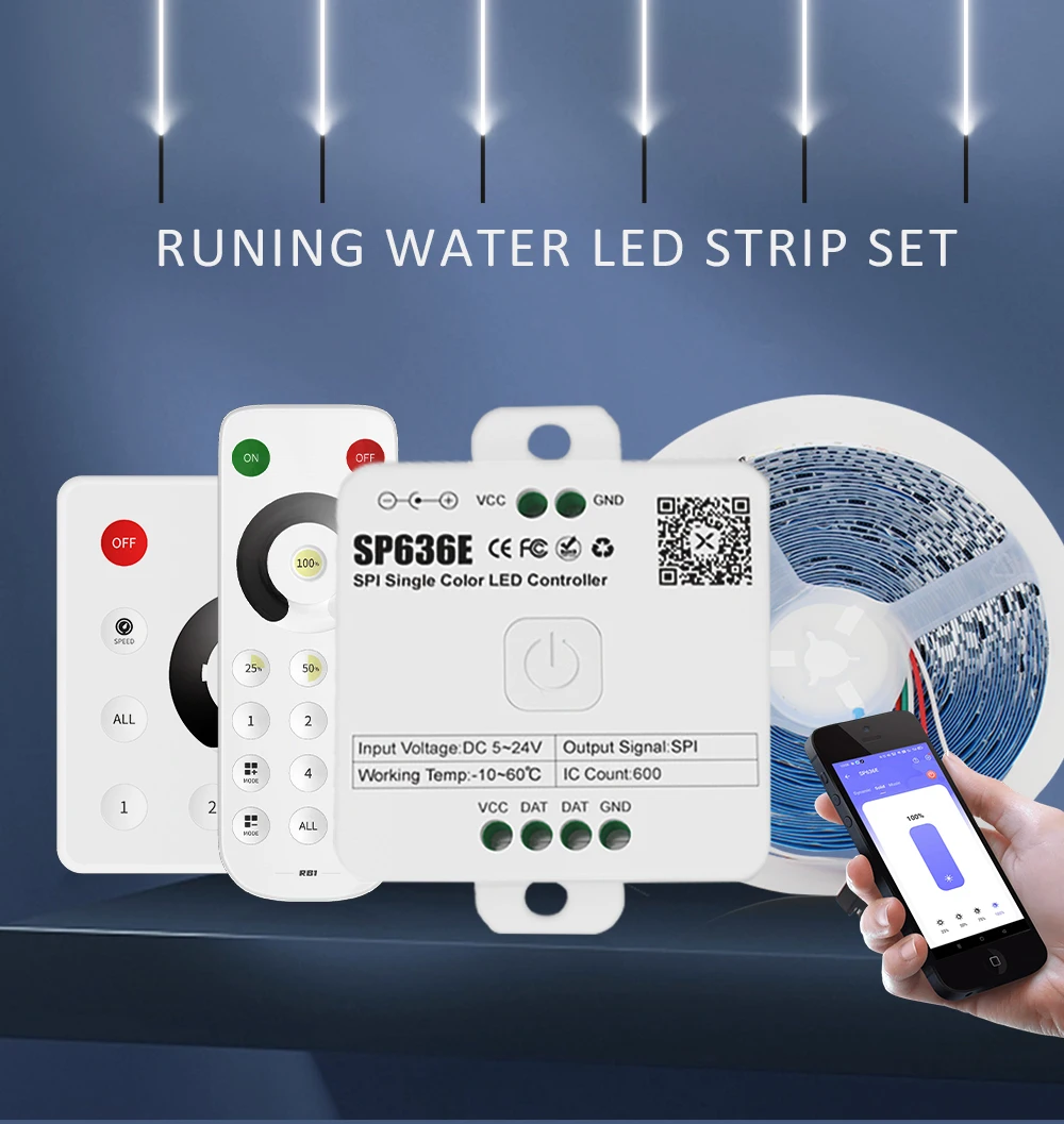 24V Running Water Flowing LED Strip Light 5M 10M 15M 20M Chasing Flexible WS2811 Tape Lamp Bluetooth APP 2.4G RF Remote Control