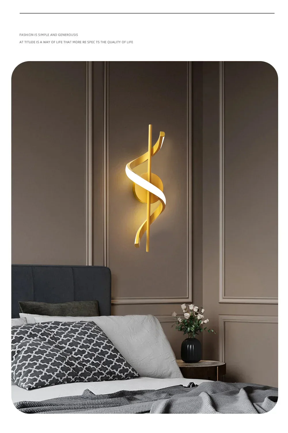 LED Wall Lamp Nordic Bedroom Bedside Minimalist Sconce Black White Gold Decorative Lighting Living Room Corridor Indoor Fixtures