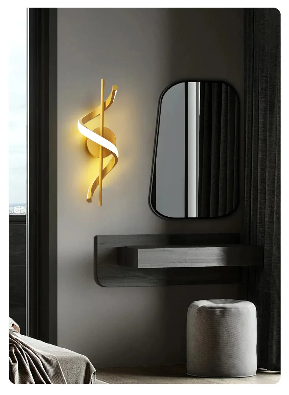 LED Wall Lamp Nordic Bedroom Bedside Minimalist Sconce Black White Gold Decorative Lighting Living Room Corridor Indoor Fixtures