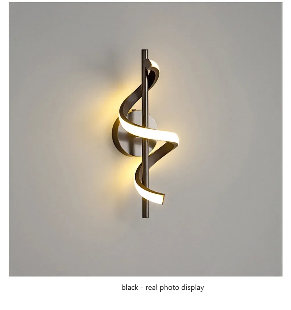 LED Wall Lamp Nordic Bedroom Bedside Minimalist Sconce Black White Gold Decorative Lighting Living Room Corridor Indoor Fixtures
