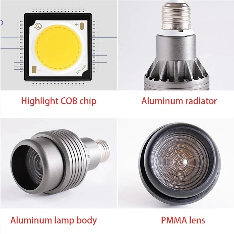 E27 LED Bulb Anti-Glare Spotlight Zoom Spotlight Angle Adjustment COB Downlight 5W 7W 10W 12W Dining Room/Living Room Coffee Bar