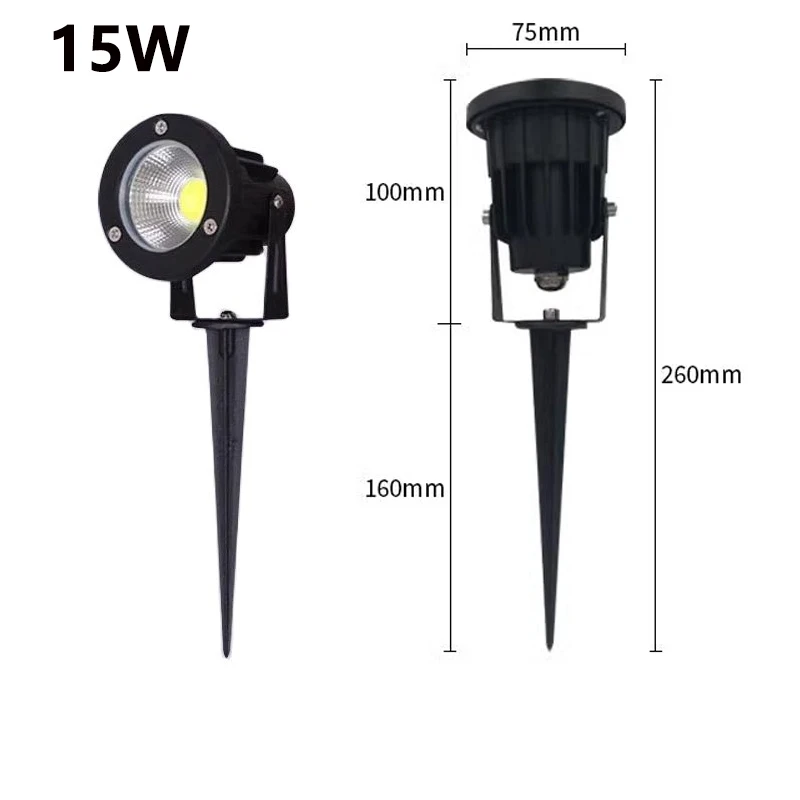 LED Garden Lawn Lamp 5W 10W 15W Outdoor Waterprof IP65 220V110V12V24V Landscape Spike Bulb Garden Path COB Lawn Spotlights