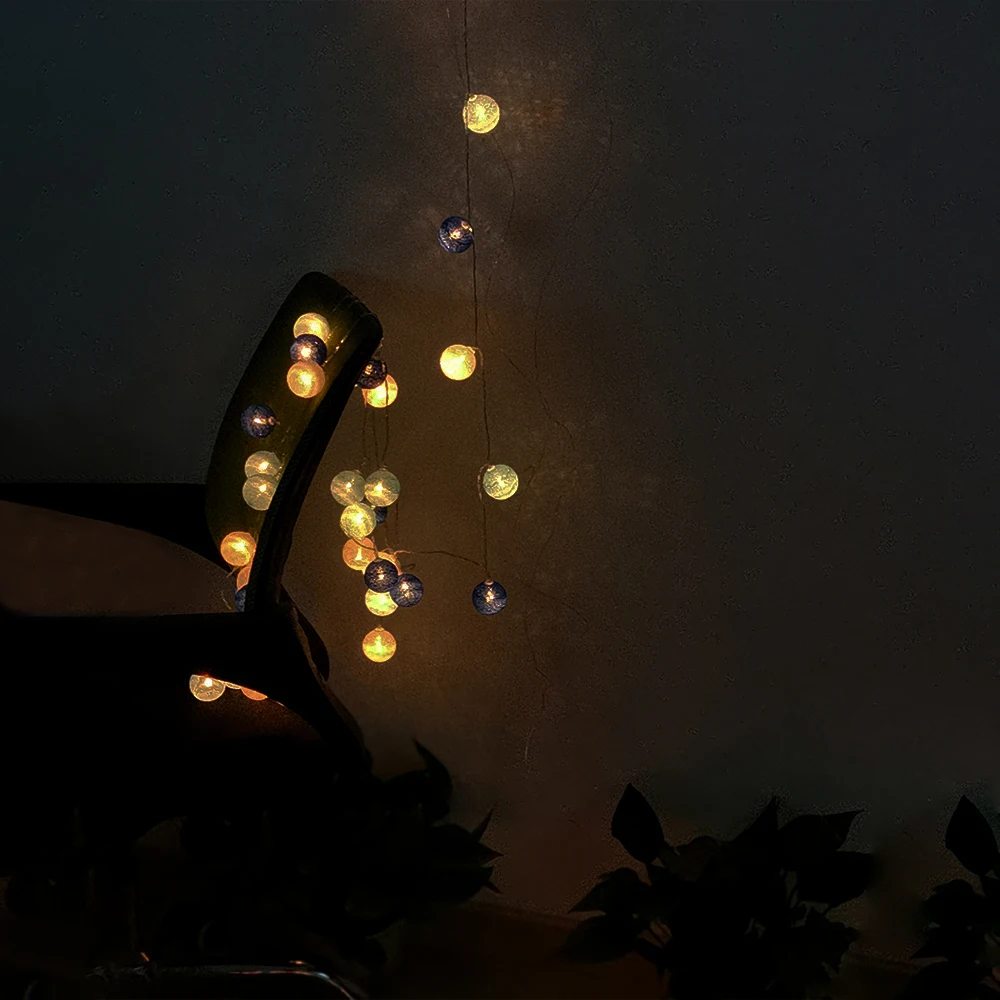 10/20/40 LED Cotton USB Balls String Christmas Fairy Lights Novelty Lamp Chain for Home Outdoor Garland Wedding Party Decoration