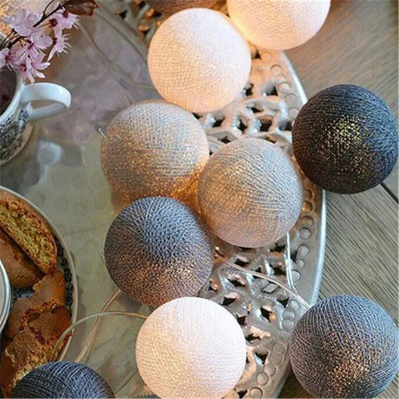 10/20/40 LED Cotton USB Balls String Christmas Fairy Lights Novelty Lamp Chain for Home Outdoor Garland Wedding Party Decoration