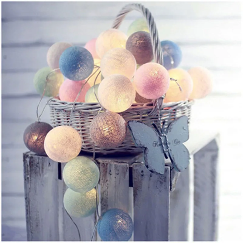 10/20/40 LED Cotton USB Balls String Christmas Fairy Lights Novelty Lamp Chain for Home Outdoor Garland Wedding Party Decoration
