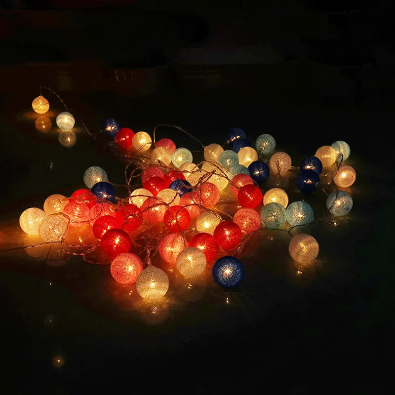 10/20/40 LED Cotton USB Balls String Christmas Fairy Lights Novelty Lamp Chain for Home Outdoor Garland Wedding Party Decoration