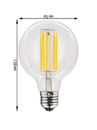 LED Edison Filament Light Retr Bulb Brown Golden G80 G95 G125 4W 6W 8W 10W 12W Dimmable E27 AC 220V Dimmer Restaurant Bedroom