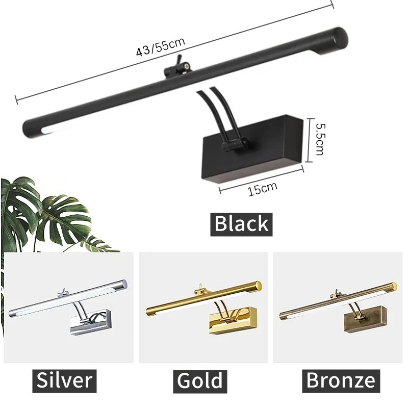 Mirror Wall Lamps Bathroom Modern Wall Lights 43CM 55CM 9W 12W Toilet Wall Mounted Lighting Fixtures Sconces Indoor Bedroom