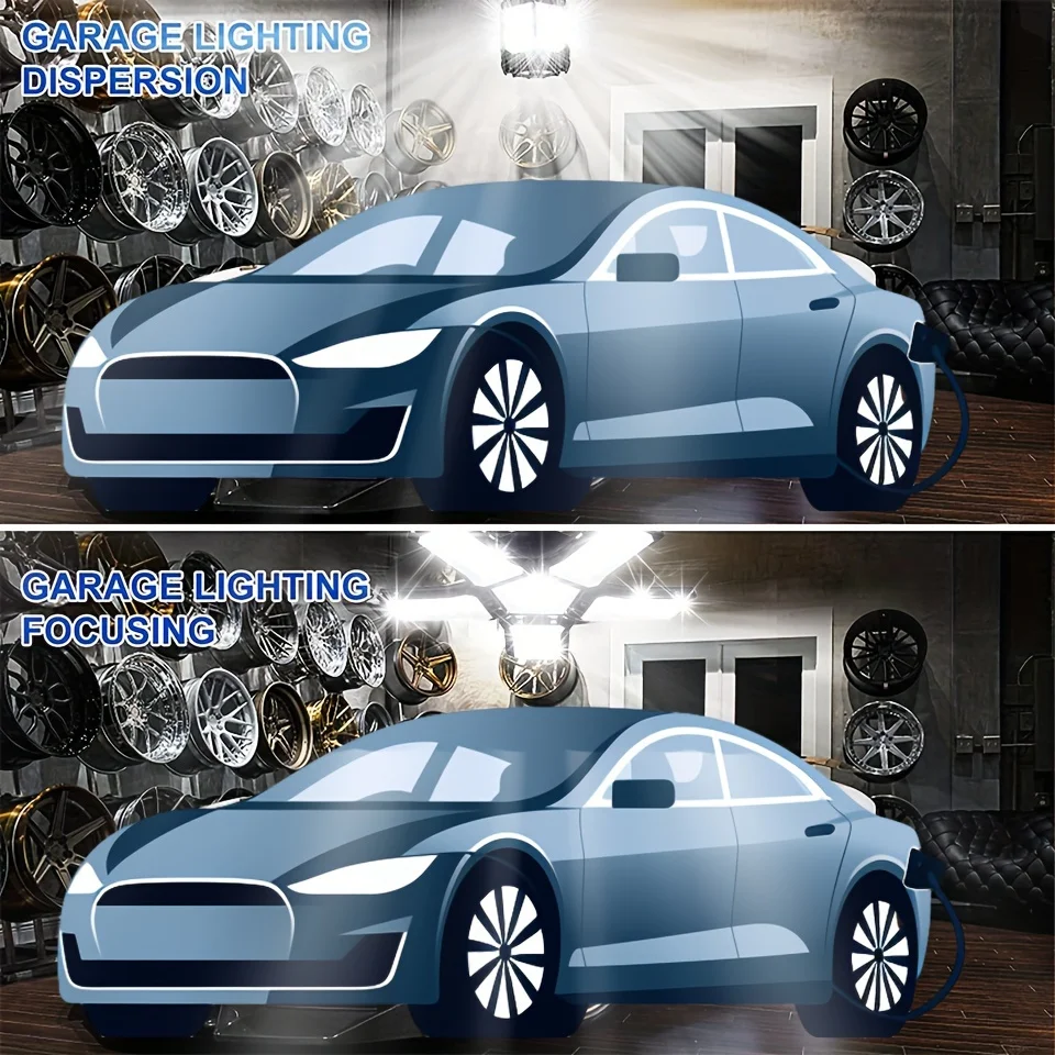 LED Garage Light Bulbs, 40W 60W 80W10000LM Super Bright Garage Lighting LED Shop Light With Adjustable Panels, E27 Screw Socket