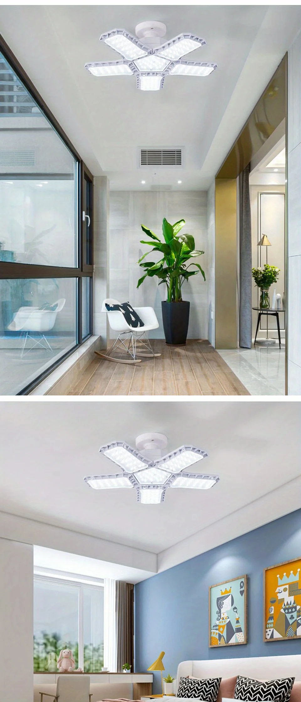 LED Garage Light Bulbs, 40W 60W 80W10000LM Super Bright Garage Lighting LED Shop Light With Adjustable Panels, E27 Screw Socket
