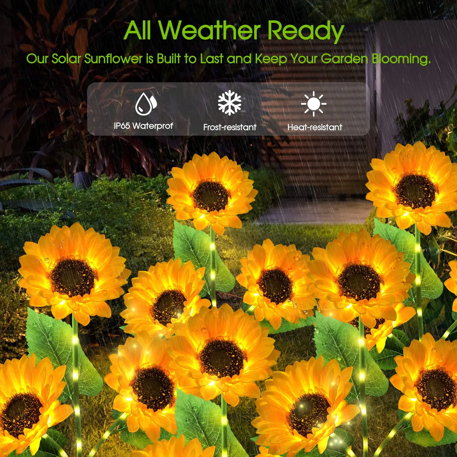 3 Head Solar Sunflower Lights LED Light Garland Outdoor Waterproof Garden Lawn Party Christmas Decoration Solar Powered Lamp