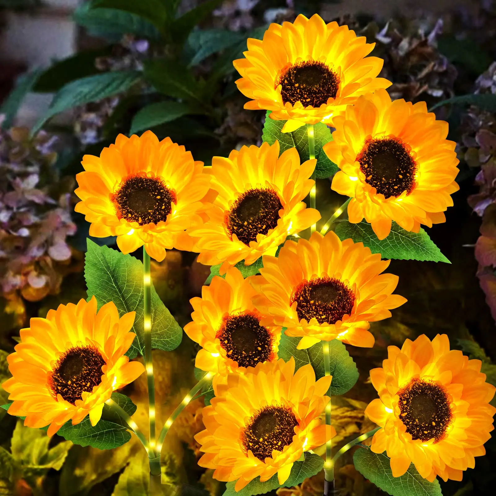 3 Head Solar Sunflower Lights LED Light Garland Outdoor Waterproof Garden Lawn Party Christmas Decoration Solar Powered Lamp