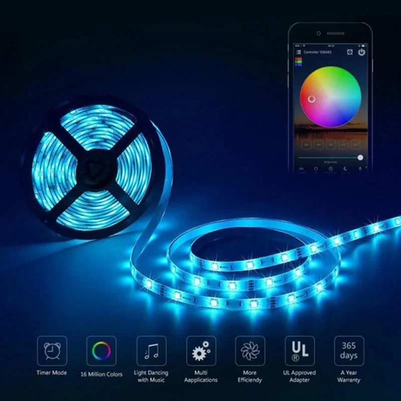 Smart 5V USB Bluetooth Controller 4pin 5050 2835 RGB LED Strip Light 4 Pin Connector Phone APP Contrl Tape TV Backlight Decor