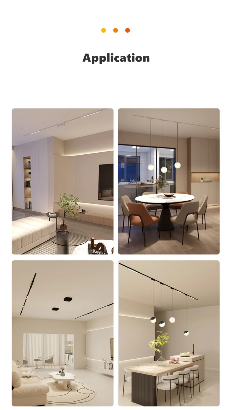 H6mm Ultra Thin Magnetic Track Light System 48V Living Room Ceiling Mount LED Ceiling Magnet Rail Lamp Spotlight Chandelier