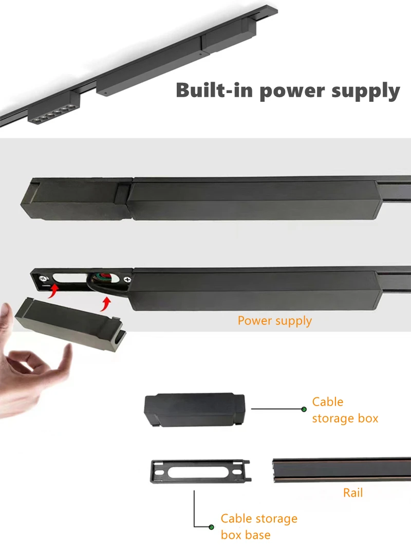 H6mm Ultra Thin Magnetic Track Light System 48V Living Room Ceiling Mount LED Ceiling Magnet Rail Lamp Spotlight Chandelier
