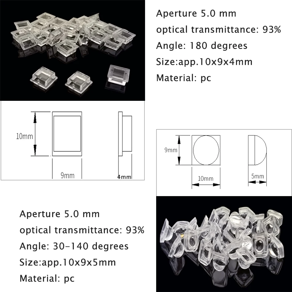 100PCS 5050 LED Lens 30 60 90 120 140 180 Degree Convex Optical Lens For 5050 SMD WS2812 WS2811 SK6812 RGB LED Strip Light
