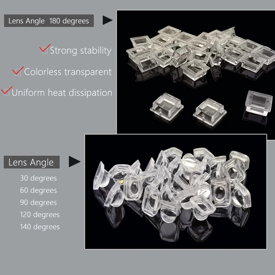 100PCS 5050 LED Lens 30 60 90 120 140 180 Degree Convex Optical Lens For 5050 SMD WS2812 WS2811 SK6812 RGB LED Strip Light