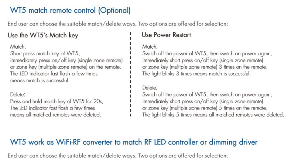 WT5 WiFi / WB5 Bluetooth 5 in1 Smart RF Controller Compatible Tuya Voice control for Single Color RGB,RGBW,RGB+CCT,CCT LED Strip