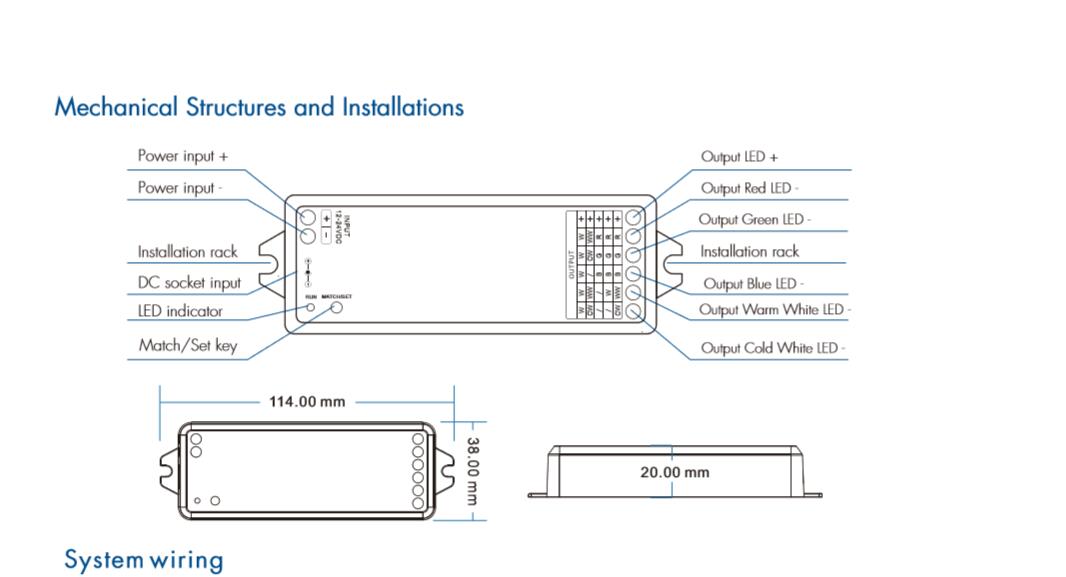 WT5 WiFi / WB5 Bluetooth 5 in1 Smart RF Controller Compatible Tuya Voice control for Single Color RGB,RGBW,RGB+CCT,CCT LED Strip