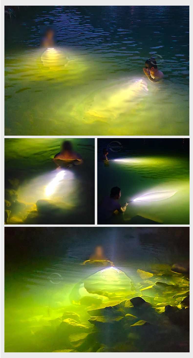Professional Spearfishing Hunting Scuba XHP199 LED Dive Light 9900 Lumens Diving Flashlight 26650 Torch Underwater Flashlight