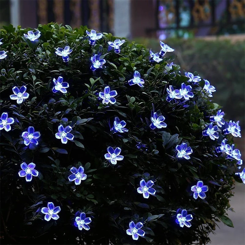 5M 20LED Solar String Lights Outdoor Waterproof 8 Mode Battery Operated Cherry Flower Light Christmas Garden Party Decoration