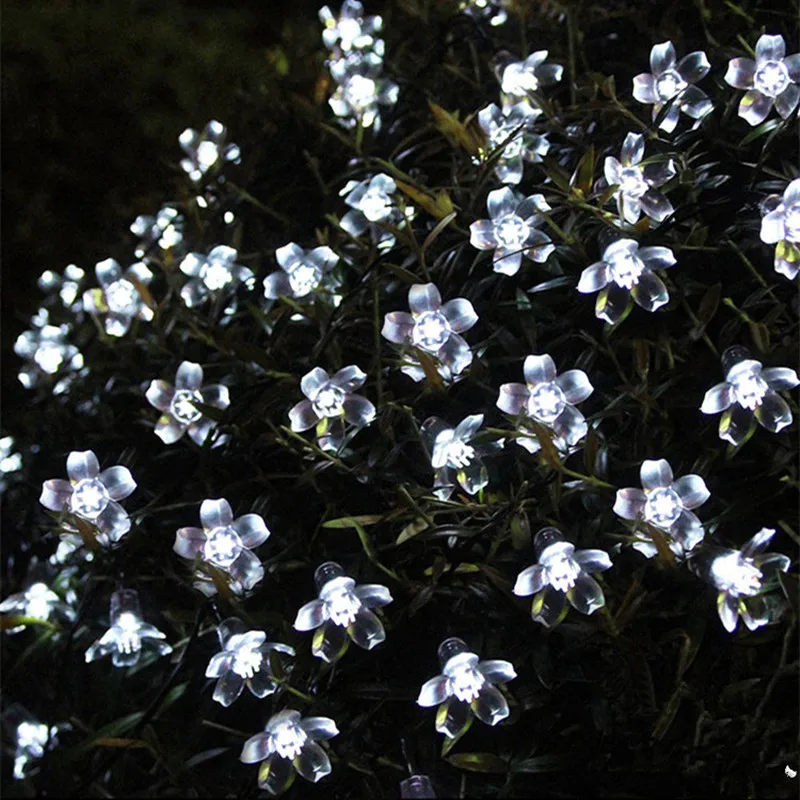 5M 20LED Solar String Lights Outdoor Waterproof 8 Mode Battery Operated Cherry Flower Light Christmas Garden Party Decoration