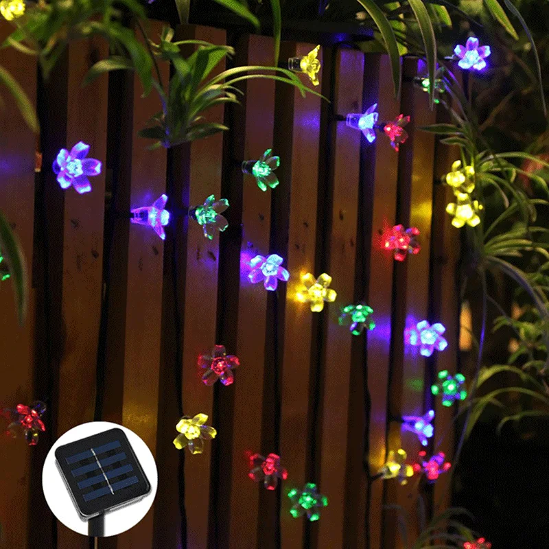 5M 20LED Solar String Lights Outdoor Waterproof 8 Mode Battery Operated Cherry Flower Light Christmas Garden Party Decoration