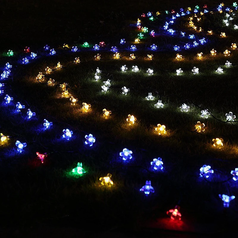 5M 20LED Solar String Lights Outdoor Waterproof 8 Mode Battery Operated Cherry Flower Light Christmas Garden Party Decoration
