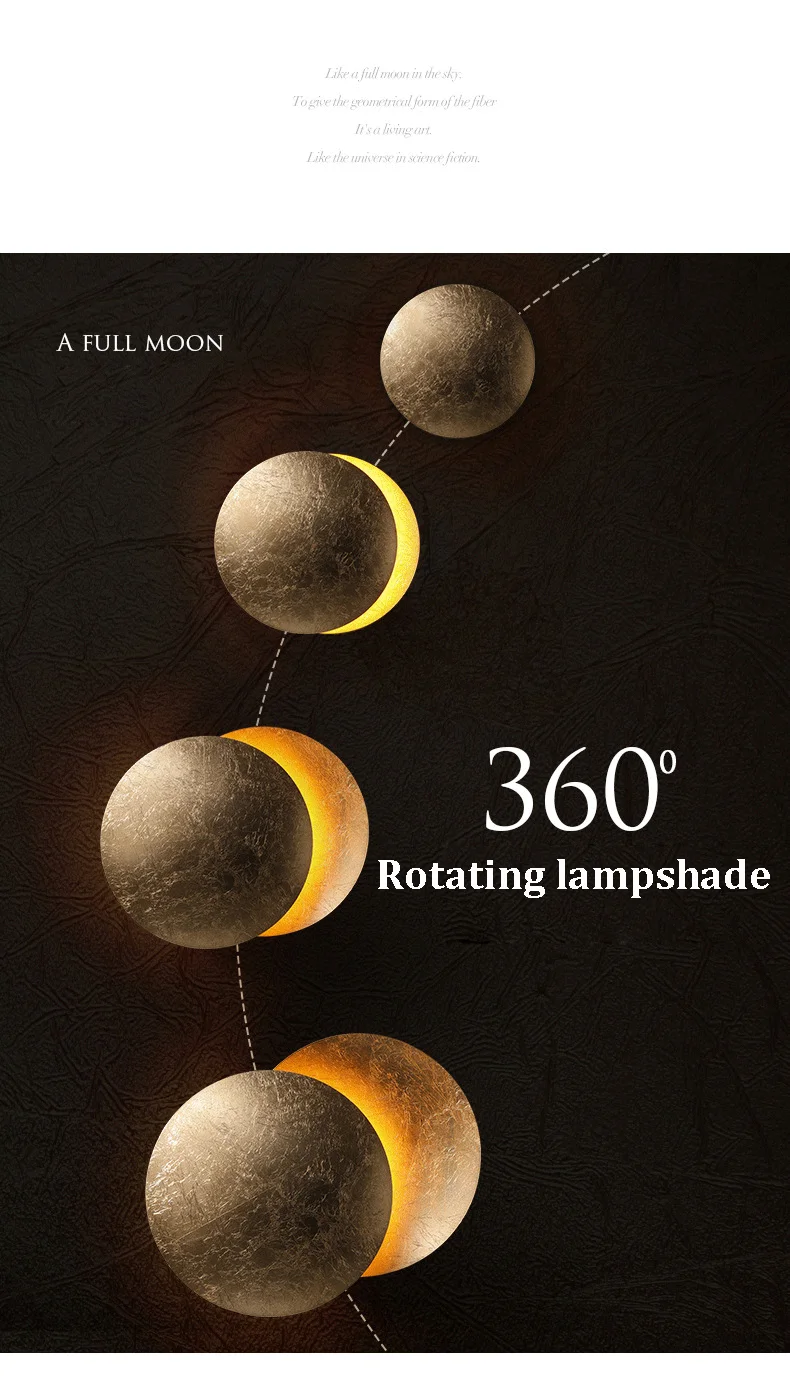 Moon Concept Solar Eclipse Wall Lamp Nordic Vintage Decoration Lighting Sconces Fixture for Aisle Stairs Study Bedroom Bedside