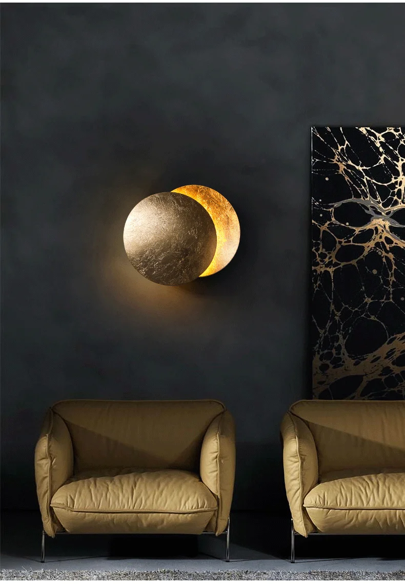 Moon Concept Solar Eclipse Wall Lamp Nordic Vintage Decoration Lighting Sconces Fixture for Aisle Stairs Study Bedroom Bedside