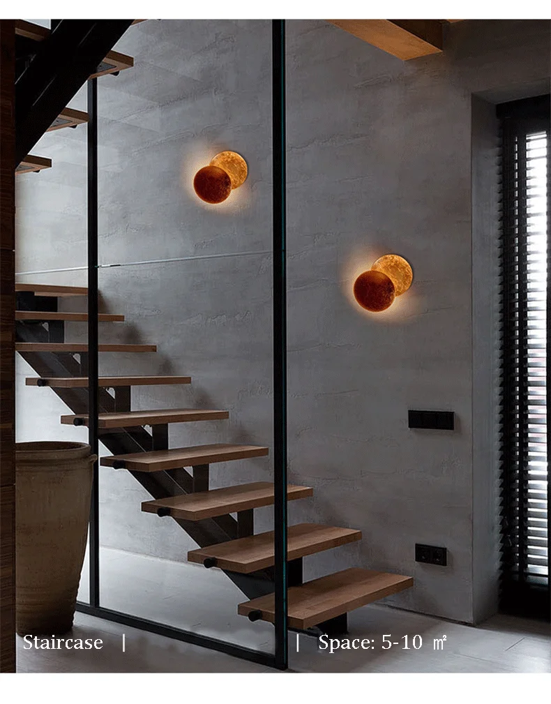 Moon Concept Solar Eclipse Wall Lamp Nordic Vintage Decoration Lighting Sconces Fixture for Aisle Stairs Study Bedroom Bedside