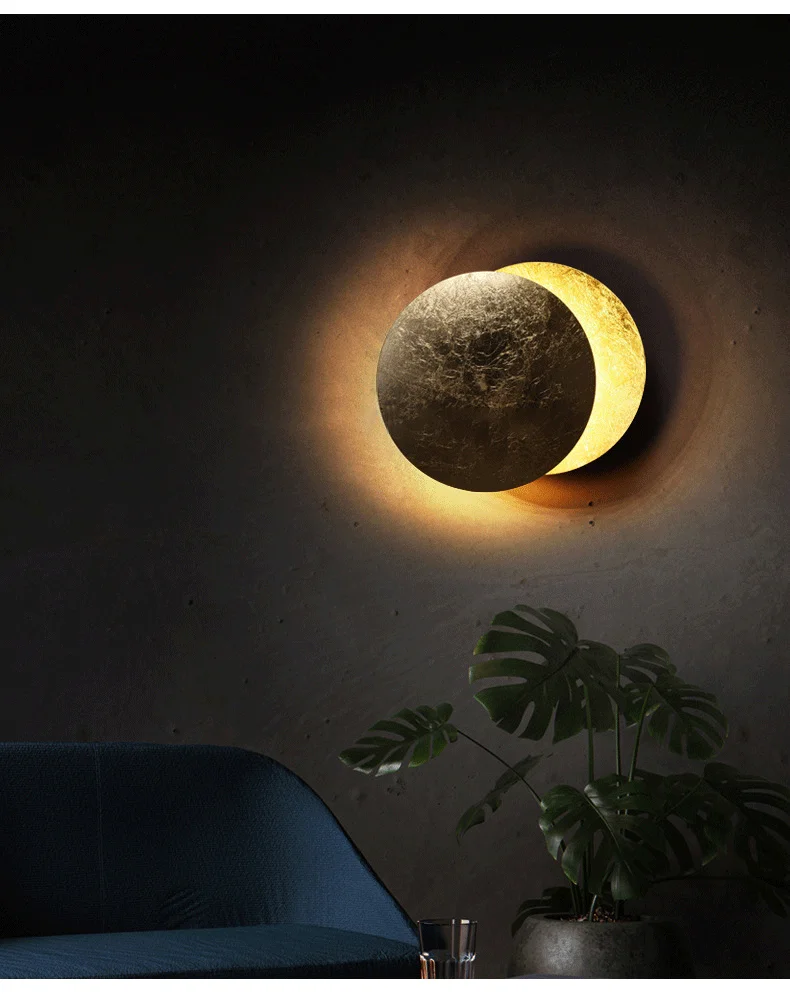 Moon Concept Solar Eclipse Wall Lamp Nordic Vintage Decoration Lighting Sconces Fixture for Aisle Stairs Study Bedroom Bedside