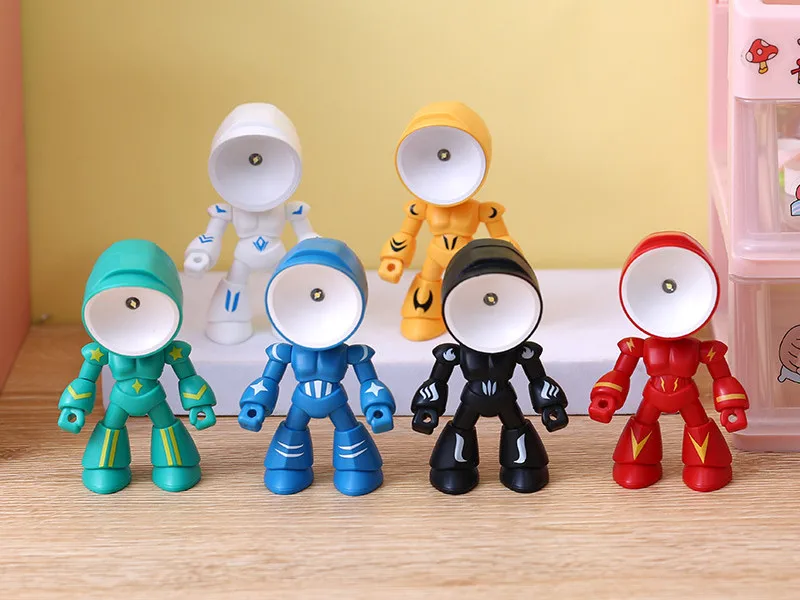 Mini Night Light LED Cartoon Cute Hero Police Desk Lamp Desktop Ornament Bedside Bedroom Table Lights Children Boy Holiday Gifts