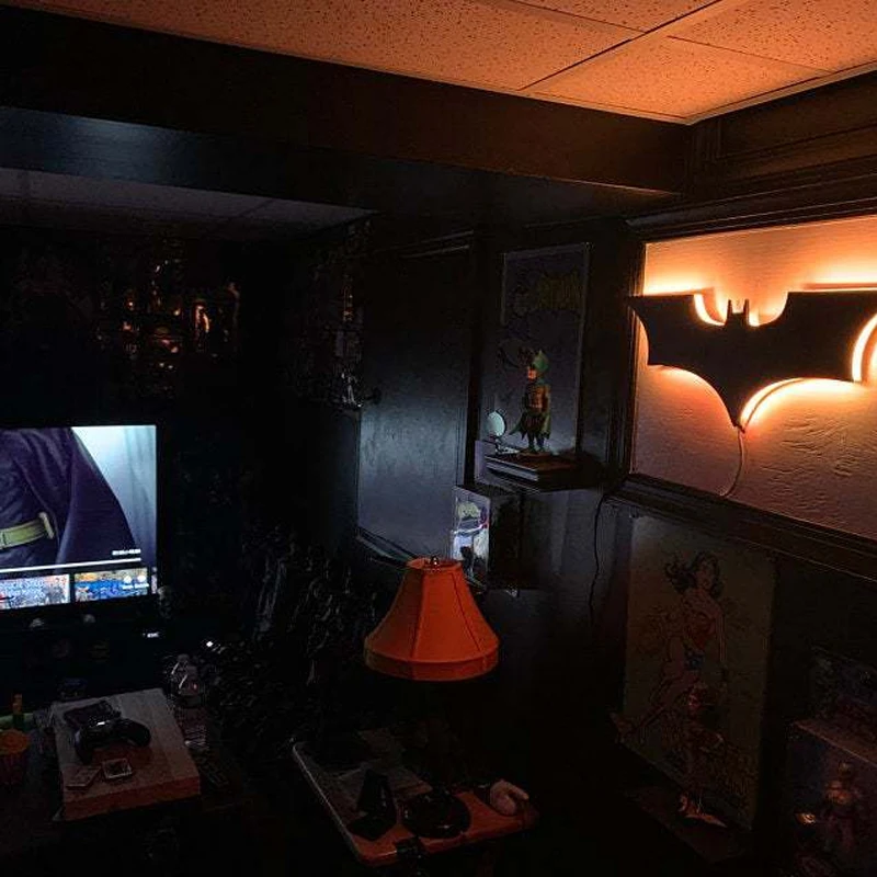 Creative 3D Bat Wall Lamp RGB Bedside Decorative LED Mirror Light with Remote Control for Bedroom Living Room Porch Passage