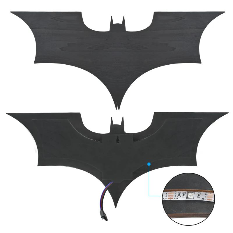 Creative 3D Bat Wall Lamp RGB Bedside Decorative LED Mirror Light with Remote Control for Bedroom Living Room Porch Passage
