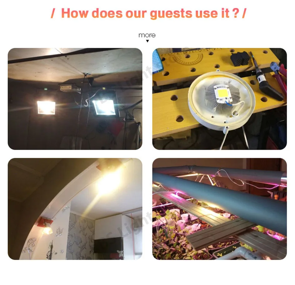 10 Pieces LED COB 5W Chip 50W LED Bulb, 10W 20W 30W LED Light Bulbs Lamp 220V, LED Matrix for Outdoor Indoor Flood Light, White