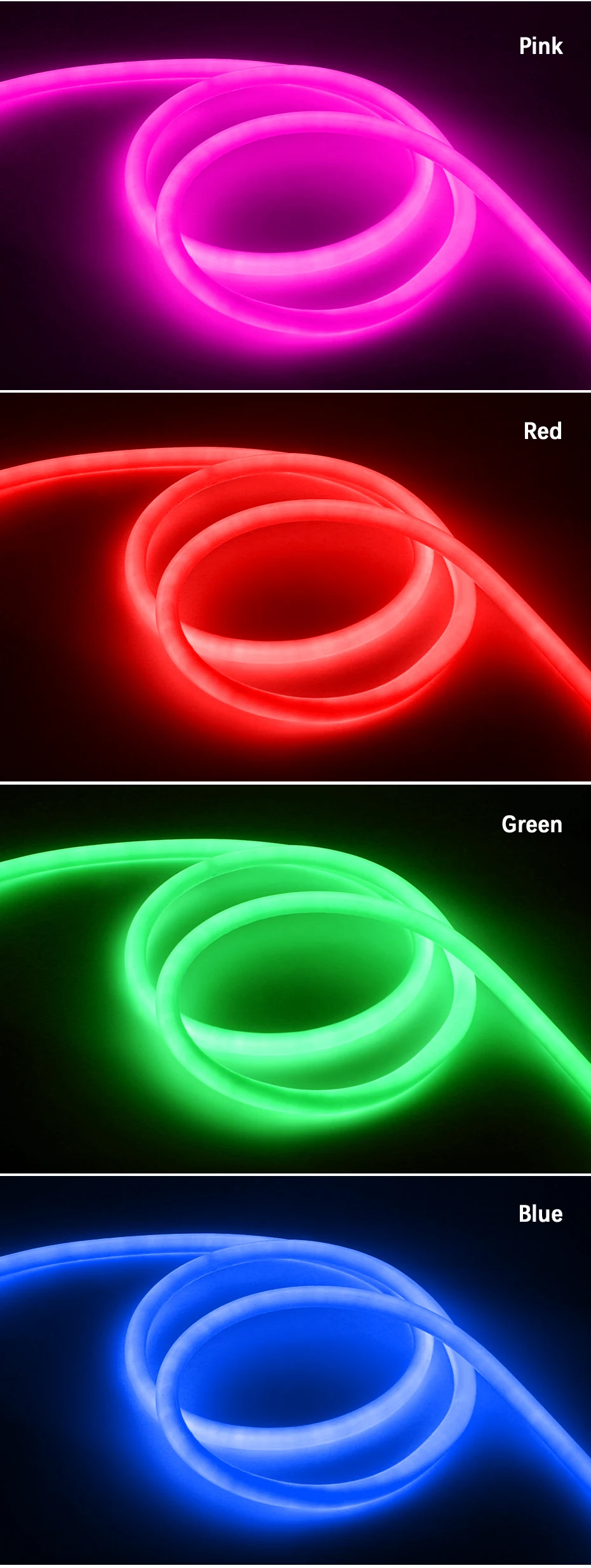 360 Round Tube 220V Flexible Rope Light 120leds/m LED Neon Light Strip Cold White/Natural White/Red/Green/Blue/Pink Waterproof